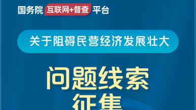 欧美大屌操逼网站国务院“互联网+督查”平台公开征集阻碍民营经济发展壮大问题线索